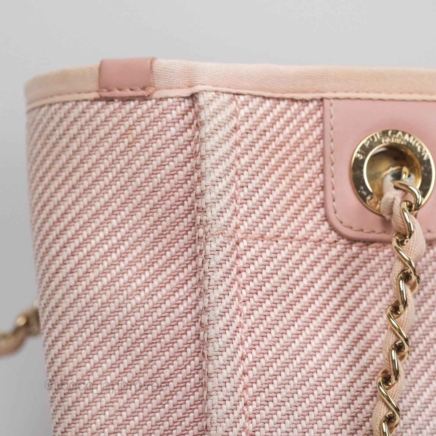 Chanel Small Vertical Deauville Canvas Pink Gold Hardware