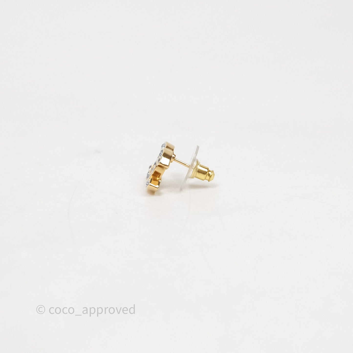 Chanel Crystal CC Earrings Gold Tone 25A