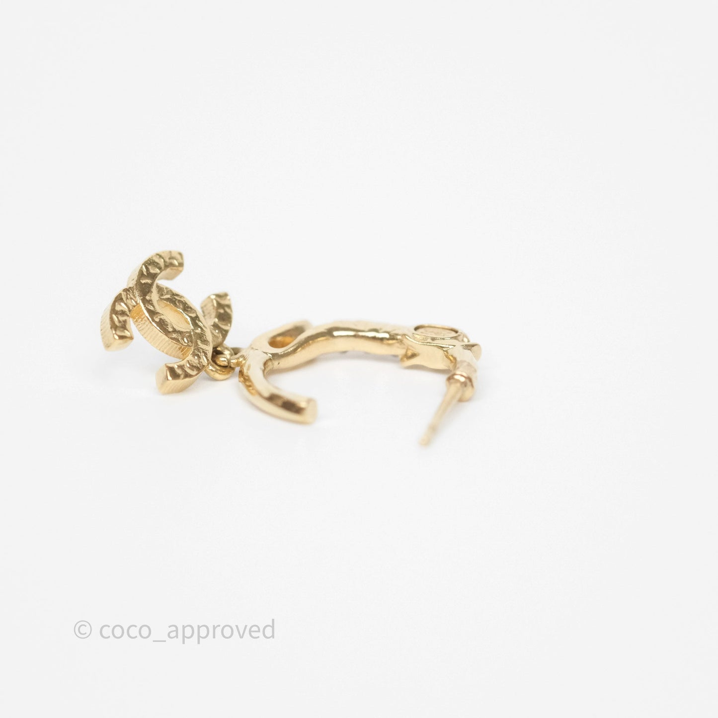 Chanel CC Crystal Hoop Earrings Gold Tone 23C