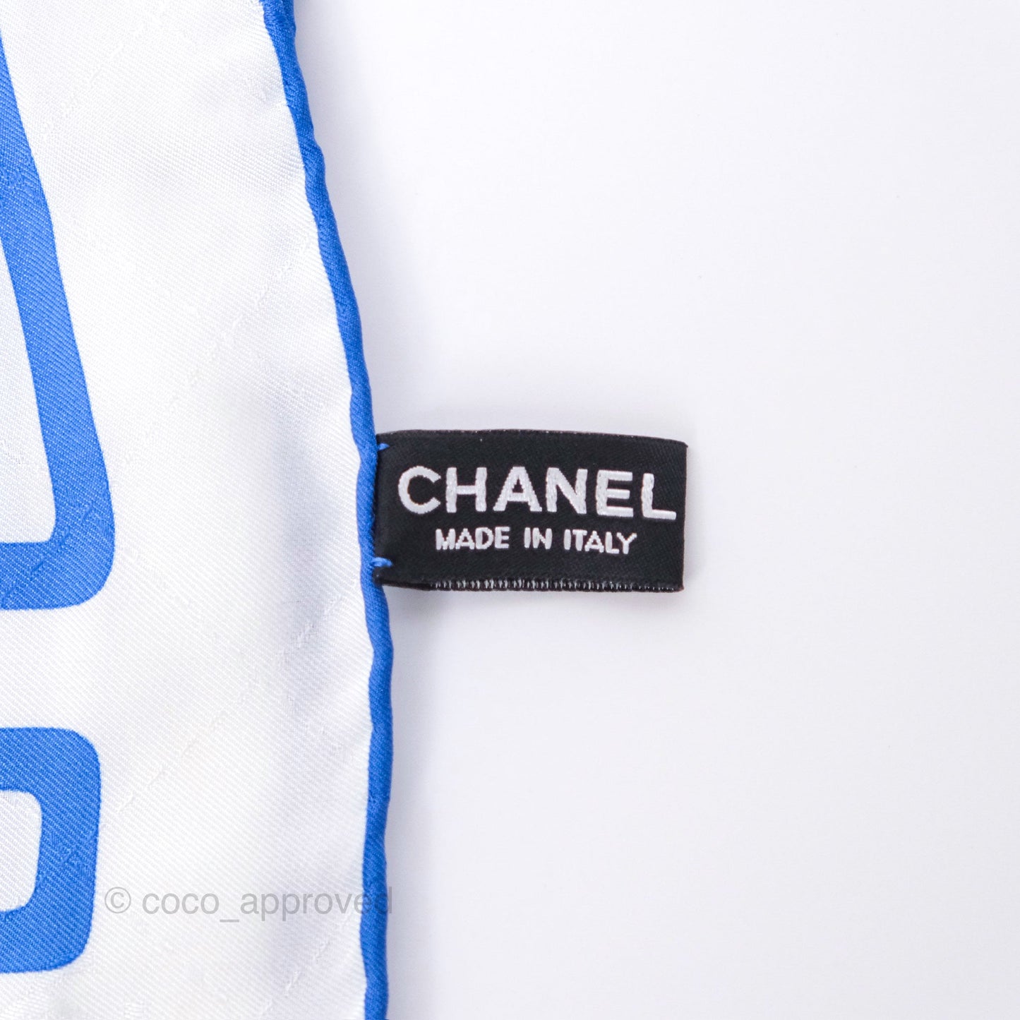 Chanel Silk Scarf 90cm White Gradient Blue Purple