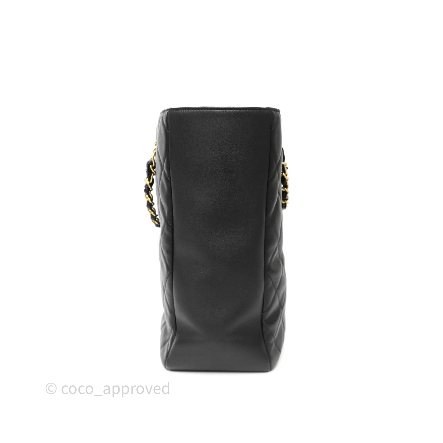 Chanel Stitched Large Shopping Bag Black Calfskin Aged Gold Hardware