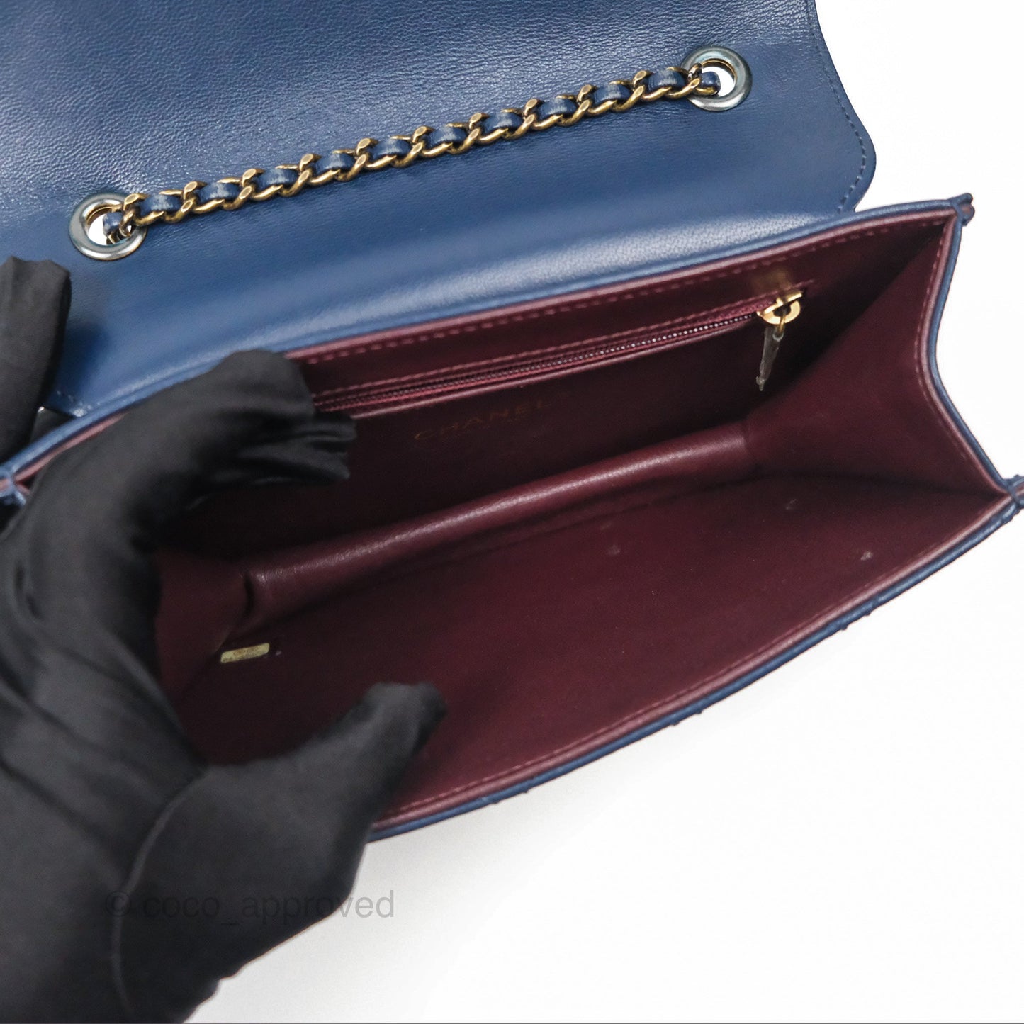 Chanel Beauty Lock Flap Bag Navy Sheepskin Aged Gold Hardware