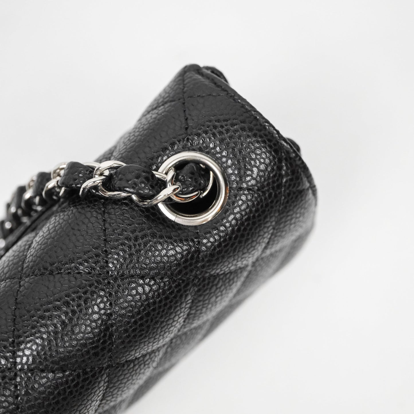 Chanel East West Flap Bag Black Caviar Silver Hardware