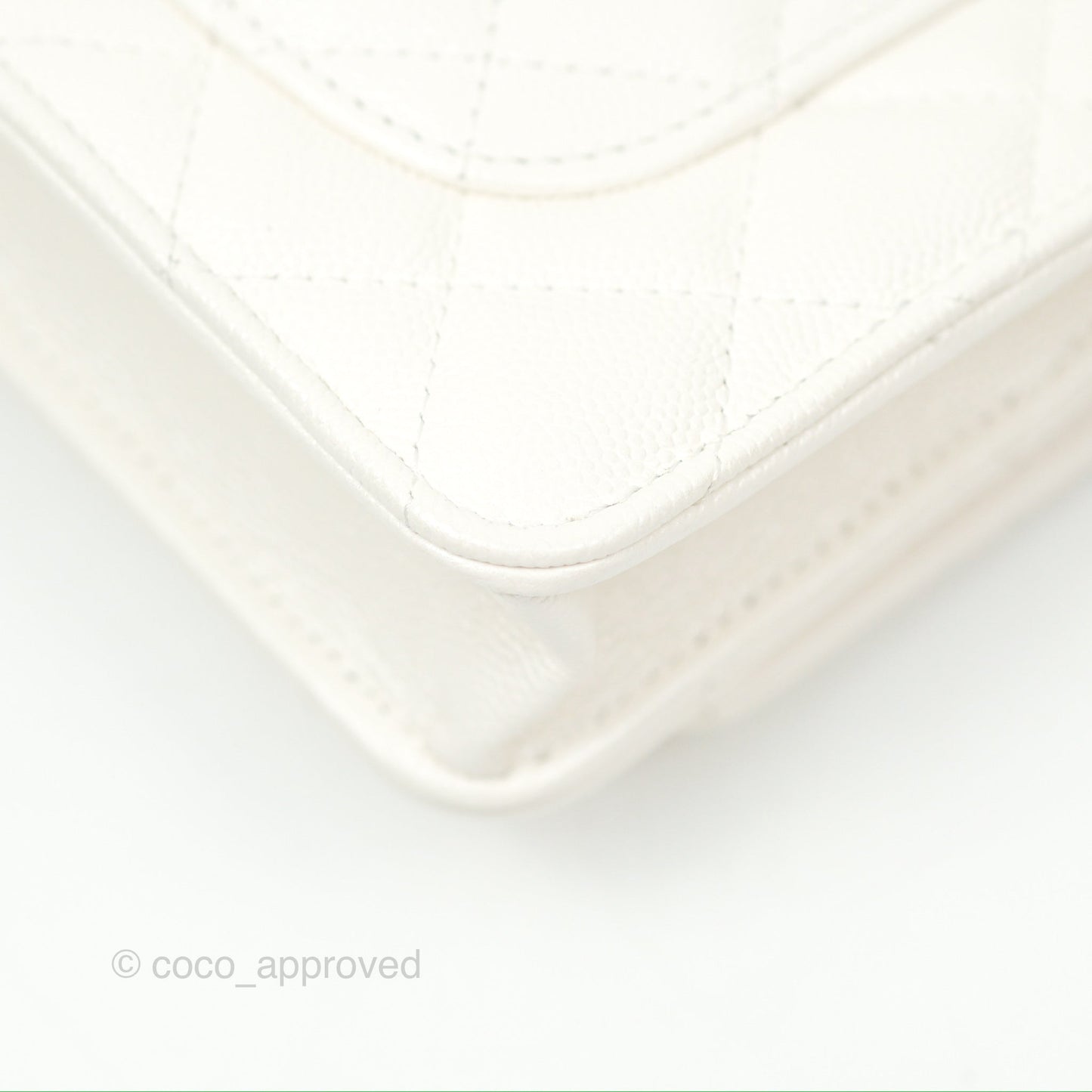 Chanel Wallet On Chain WOC Adjustable CC Chain Iridescent White Caviar Aged Gold Hardware