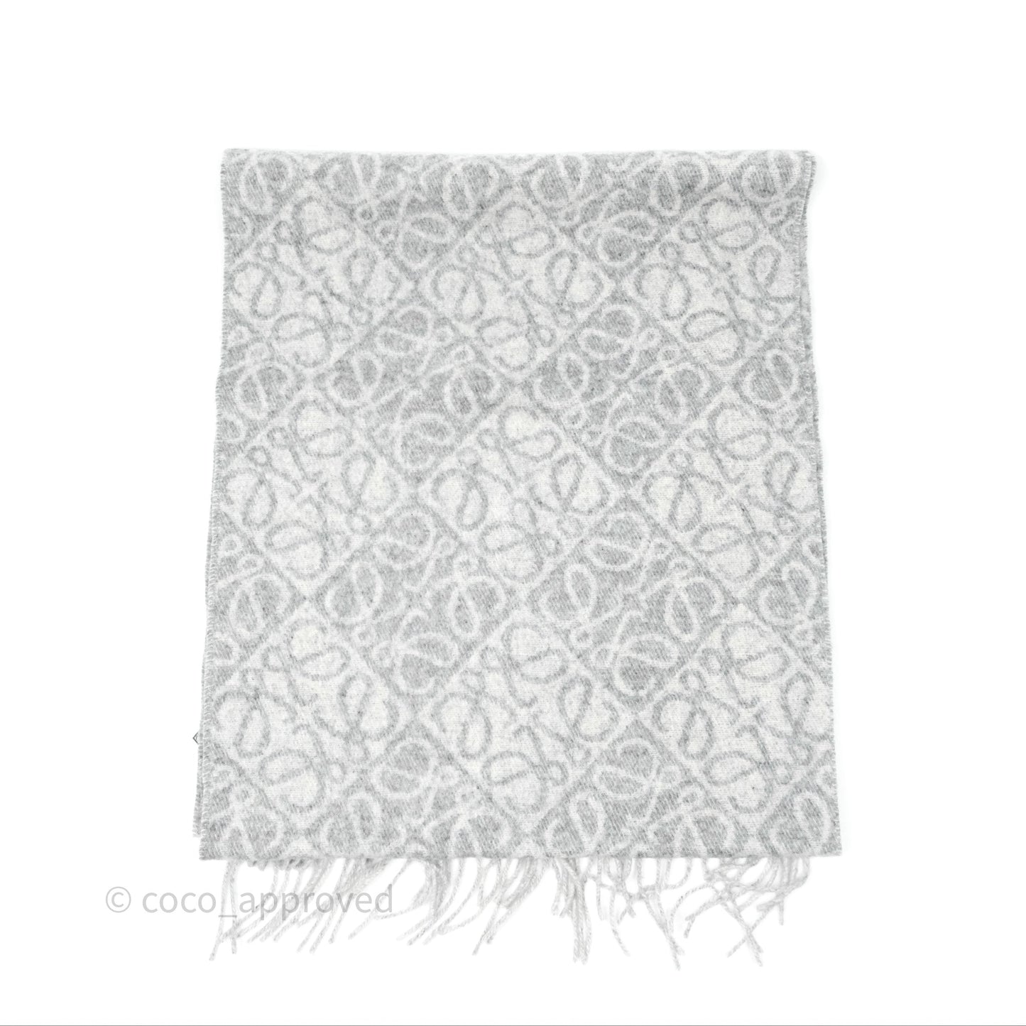 Loewe Anagram Wool Cashmere Scarf Light Grey