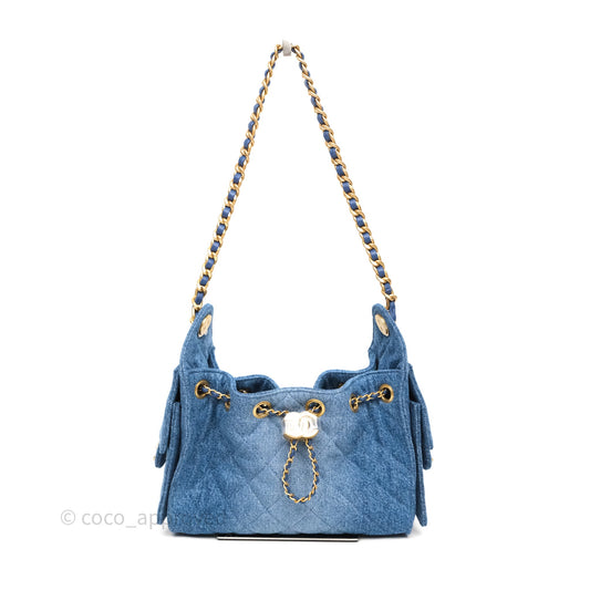 Chanel 25 Mini Washed Denim Aged Gold Hardware