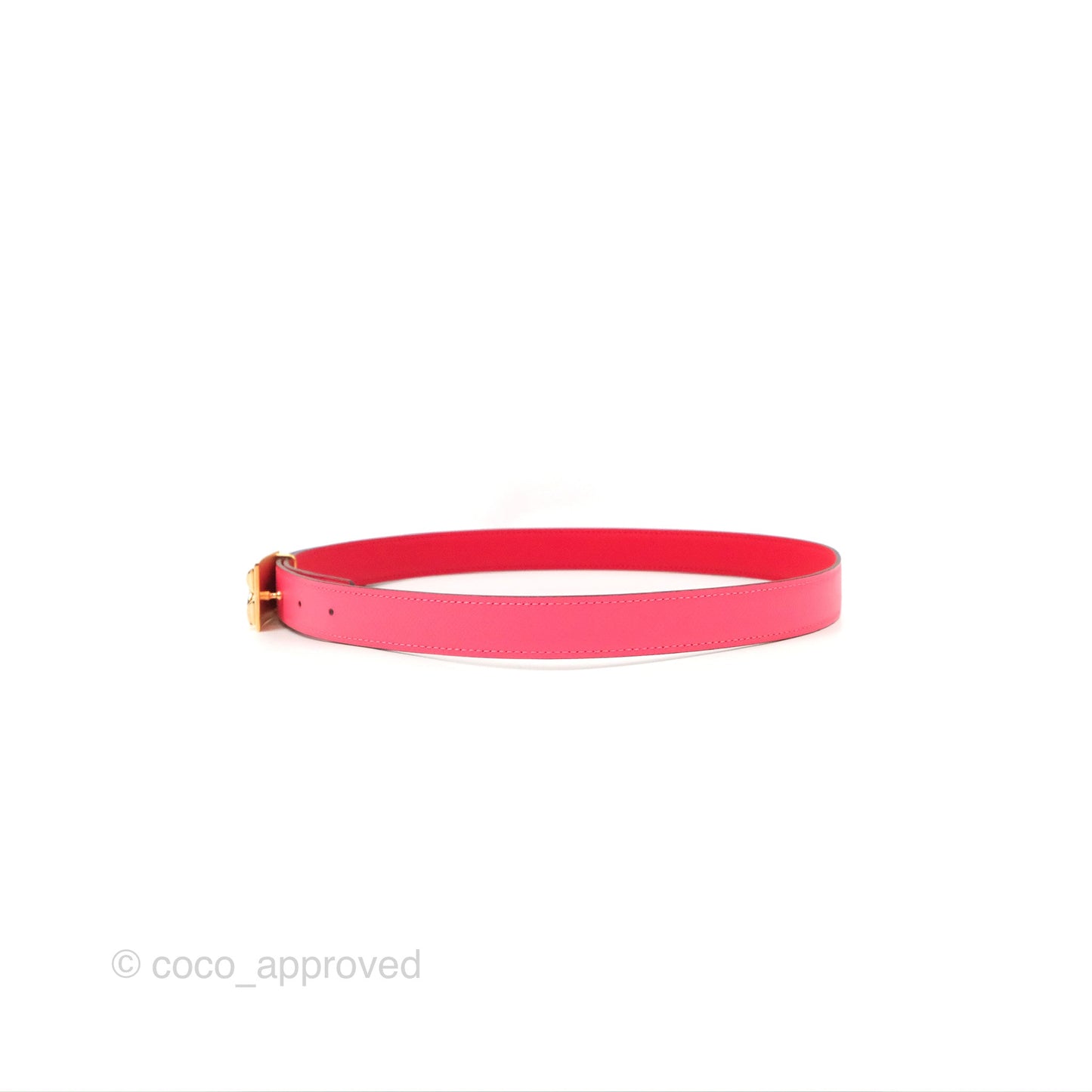 Hermes Collier de Chien Reversible Swift Pink Red Gold Hardware Size 80