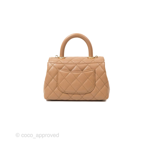 Chanel Mini Coco Handle Dark Beige Caviar Gold Hardware