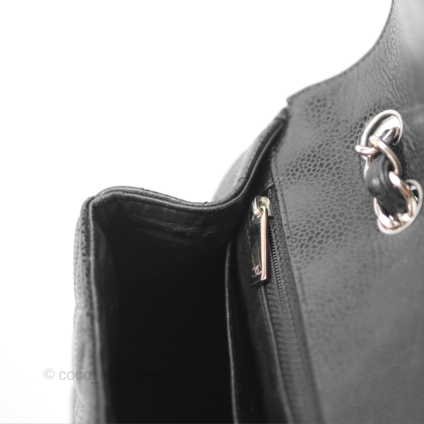 Chanel Jumbo Single Flap Quilted Black Caviar Silver Hardware