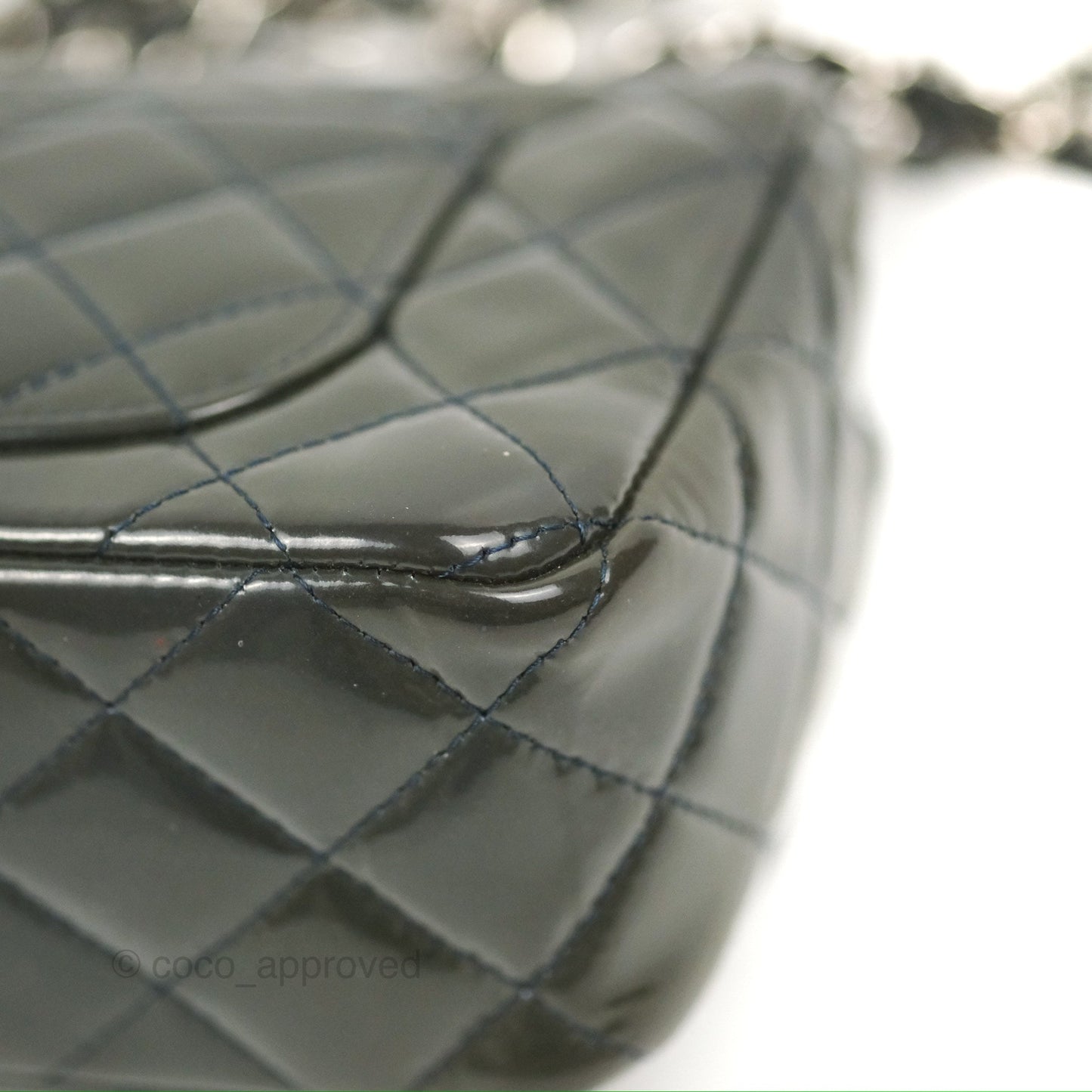 Chanel Quilted Mini Rectangular Green Patent Silver Hardware