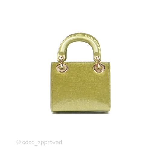 Dior Mini Lady Dior Green Metallic Lizard Gold Hardware