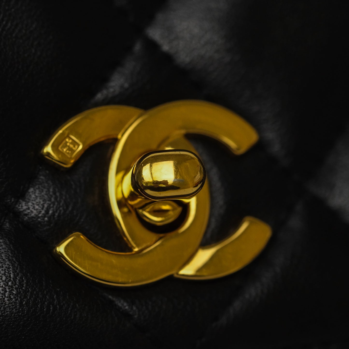 Chanel Vintage Half Moon Flap Shoulder Bag Black Lambskin 24K Gold Hardware