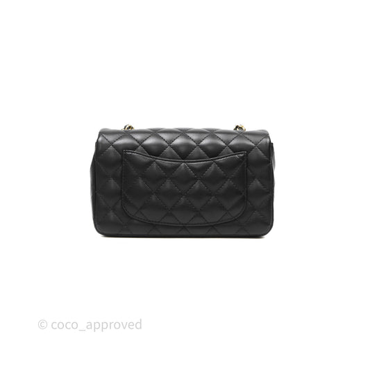Chanel Mini Rectangular Black Lambskin Bag Gold Hardware