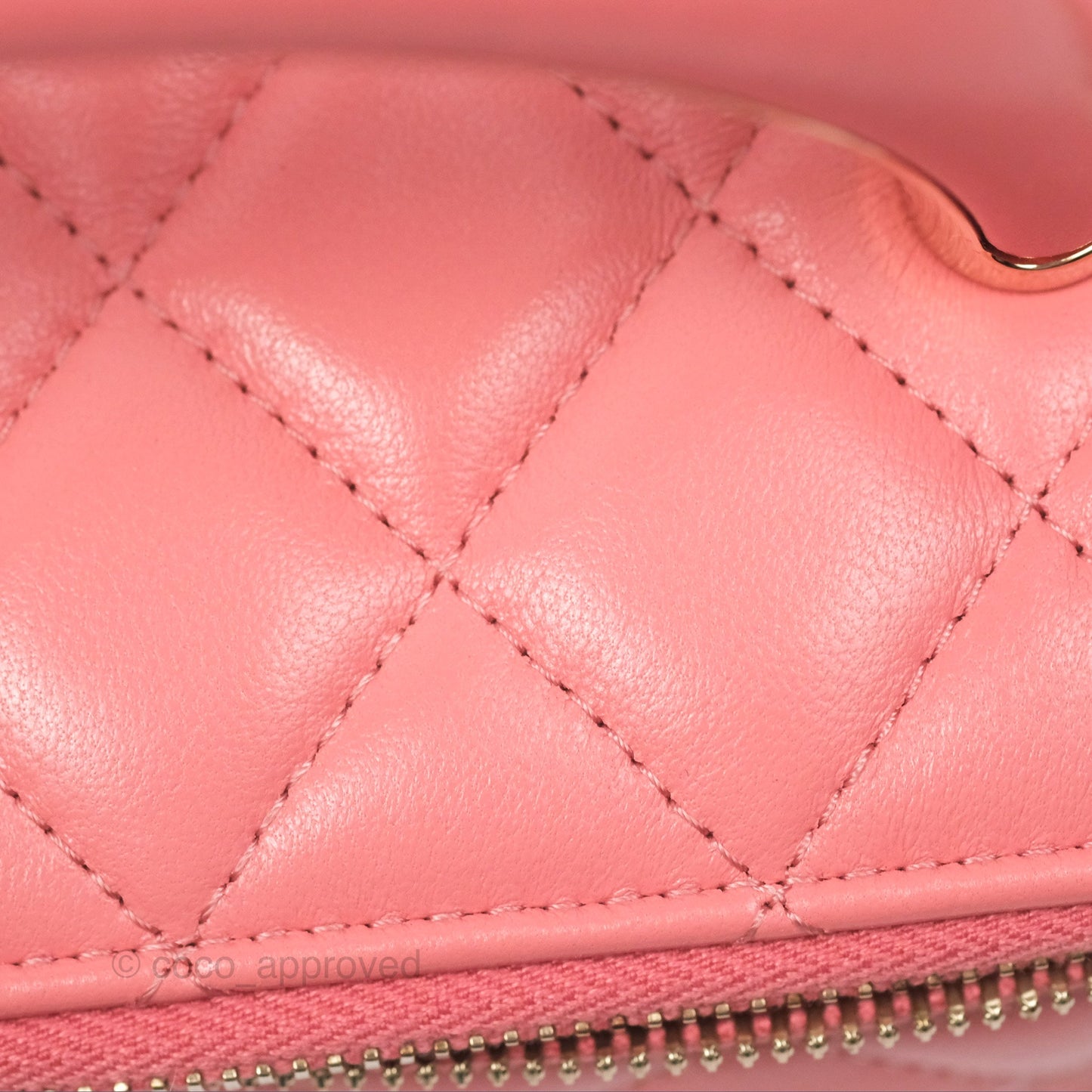 Chanel Vanity Rectangular Top Handle Pink Lambskin Gold Hardware