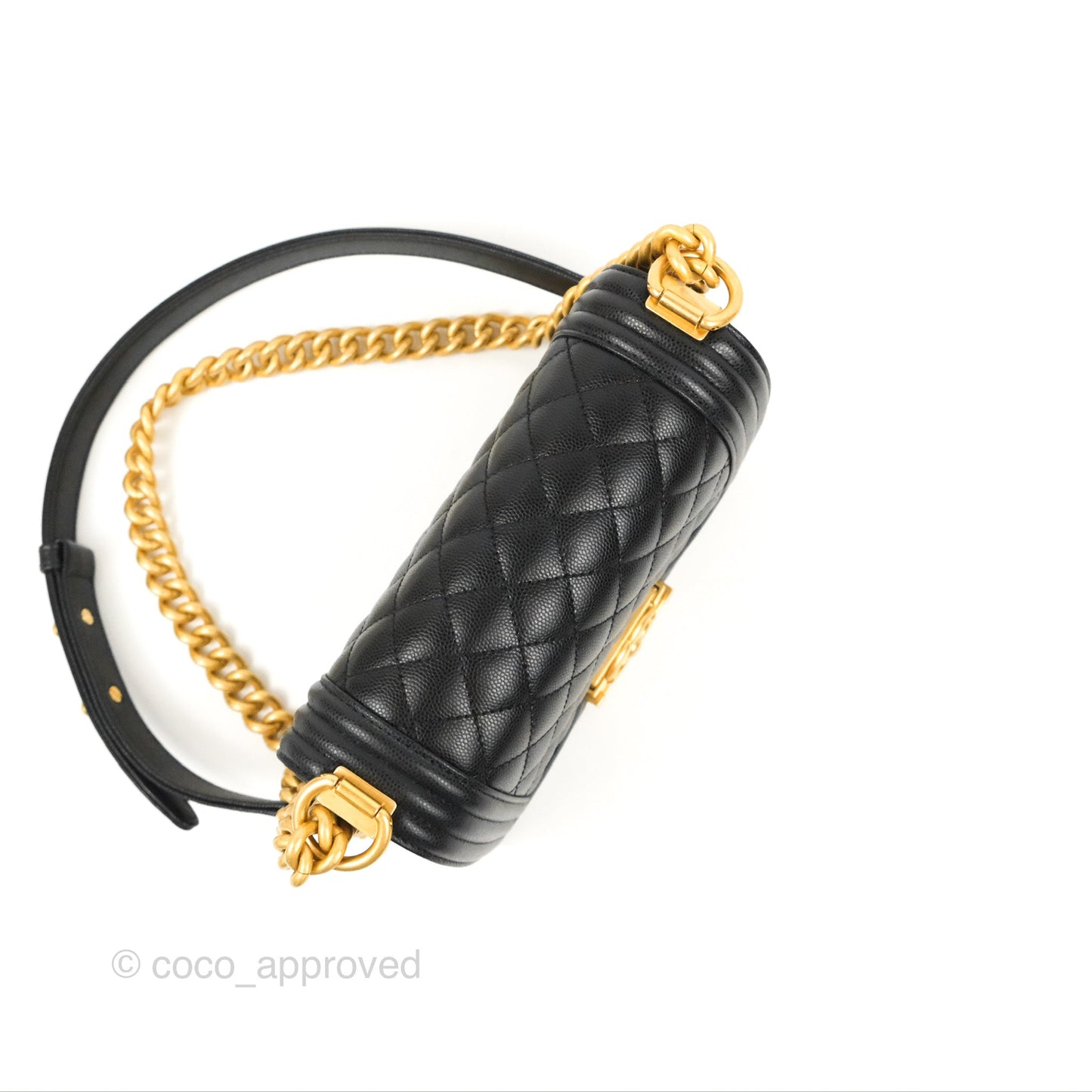 Chanel Small Boy Black Caviar Aged Gold Hardware