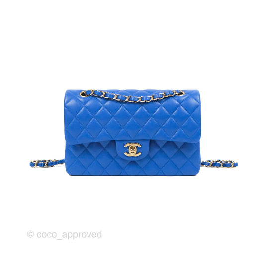 Chanel Small Classic Quilted Flap Blue Caviar Gold Hardware