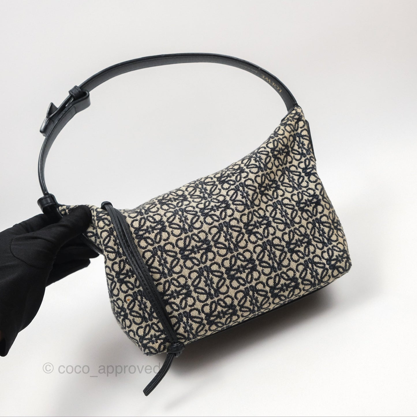 Loewe Small Cubi bag in Anagram Jacquard & Calfskin Navy/ Black