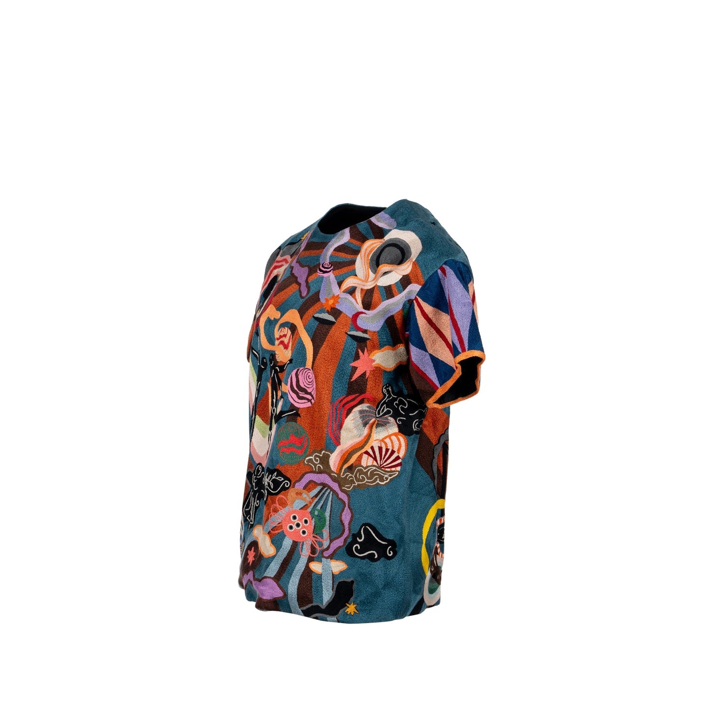 Luxury Dior Size 36 Artist Embroidery Blouse T-shirt Cotton Multicolour