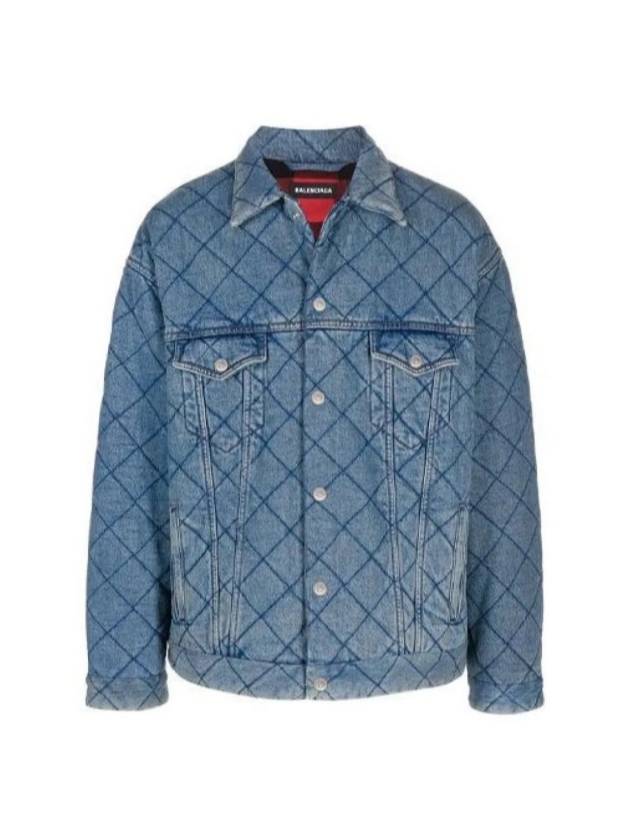 Luxury Balenciaga 46 Men s Jacquard Oversized Quilted Padded Denim Trucker Jacket