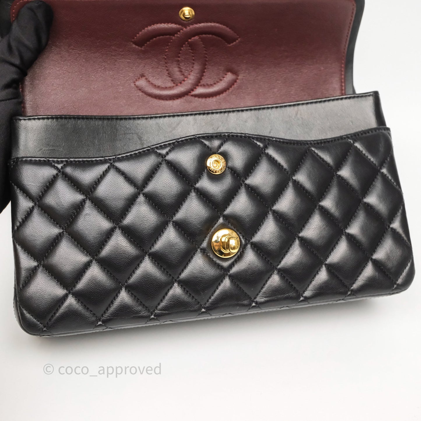 Chanel Classic M/L Medium Flap Quilted Black Lambskin Gold Hardware