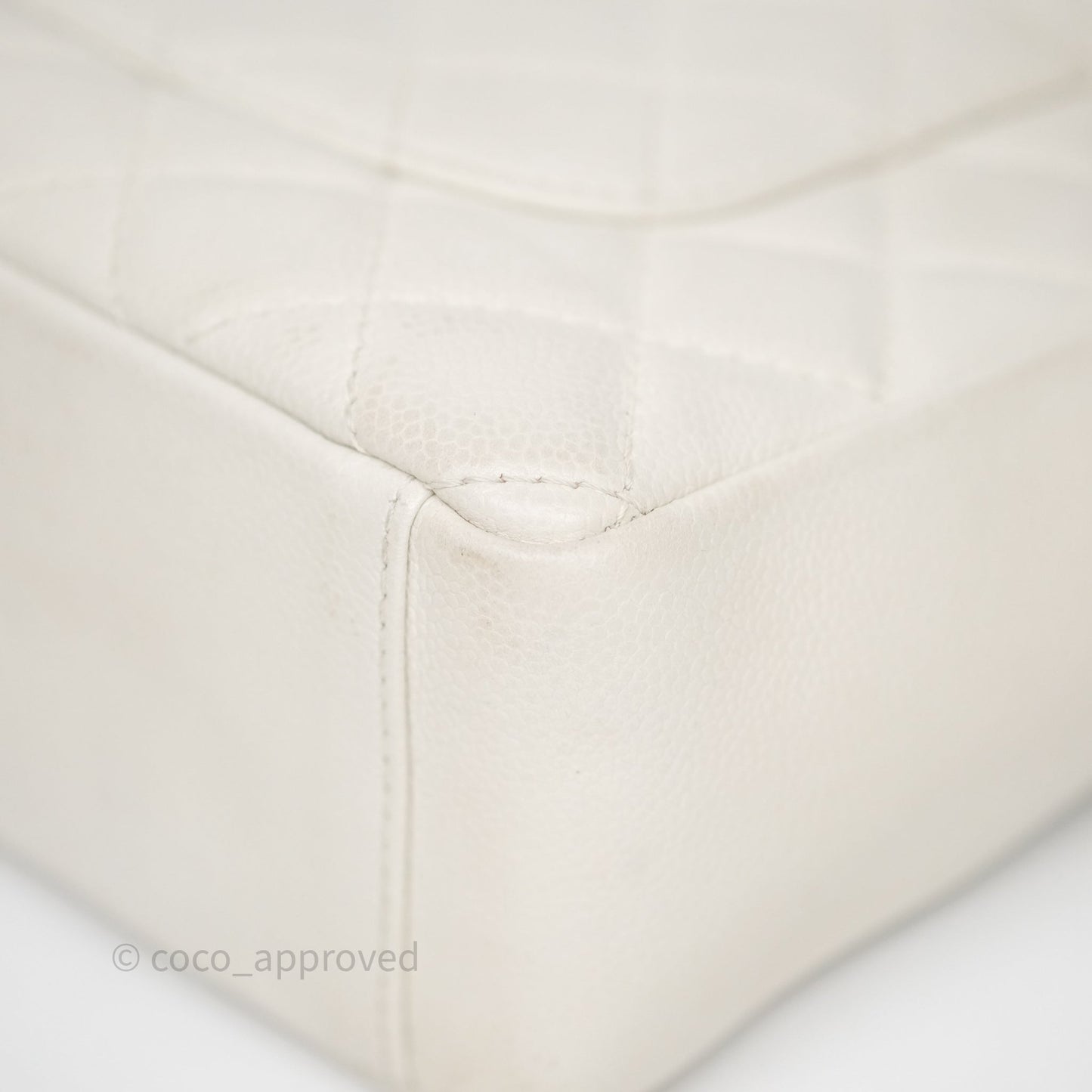 Chanel Vertical GST White Caviar Silver Hardware