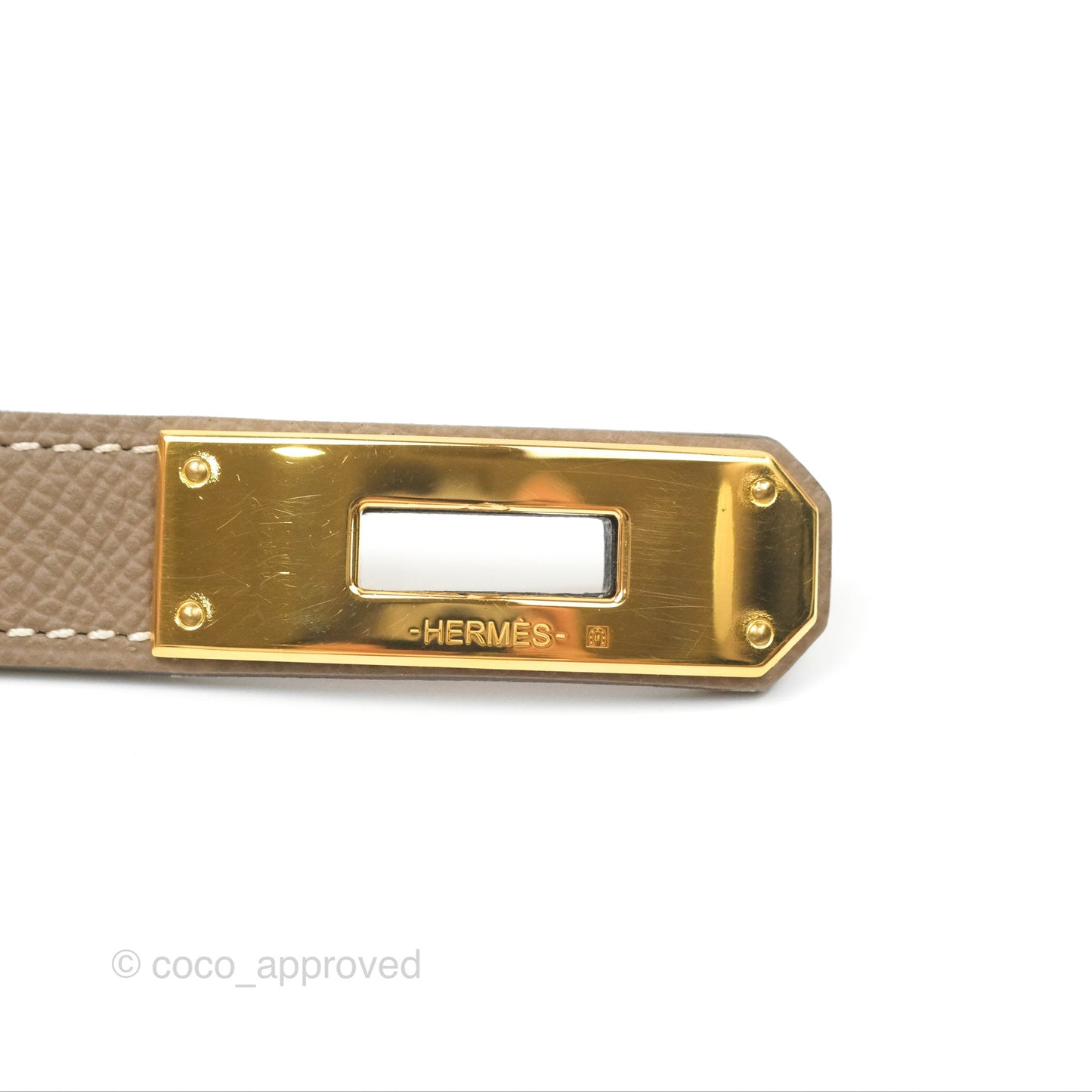 Hermès Epsom Kelly Buckle Belt Etoupe Gold Hardware