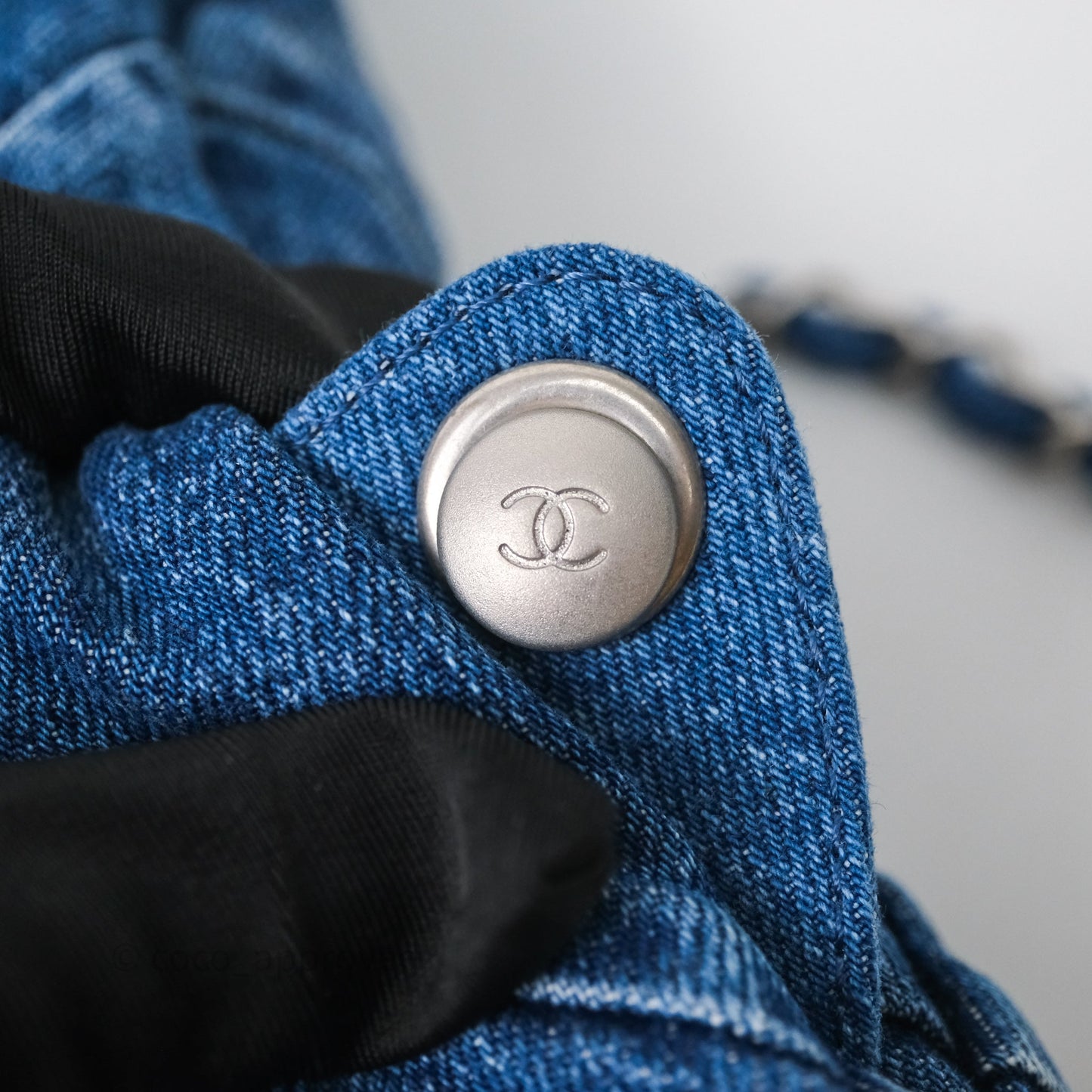 Chanel 22 Small Backpack Blue Denim Ruthenium Hardware