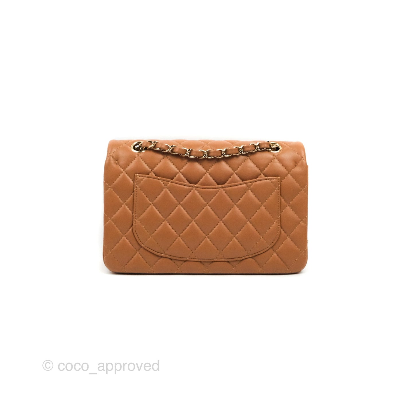 Chanel Small Classic Quilted Flap Dark Beige Caramel Lambskin Gold Hardware 21P