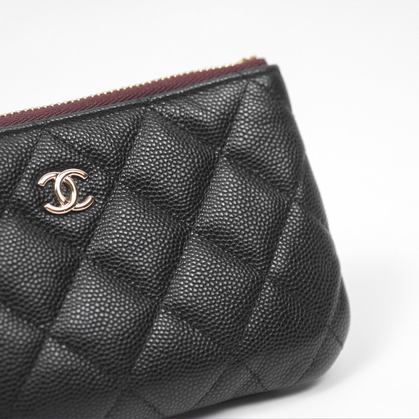 Chanel Quilted Mini O Case Black Caviar Gold Hardware