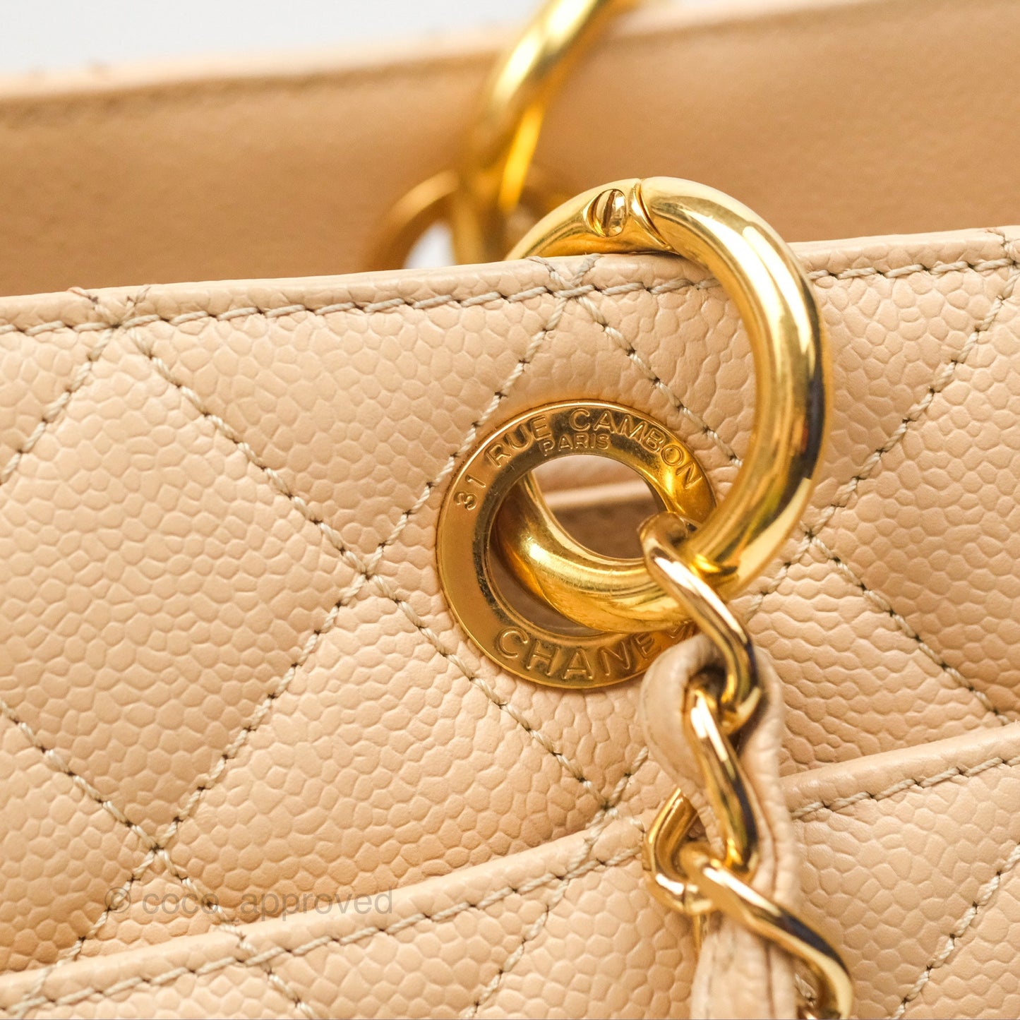 Chanel GST Beige Caviar Gold Hardware