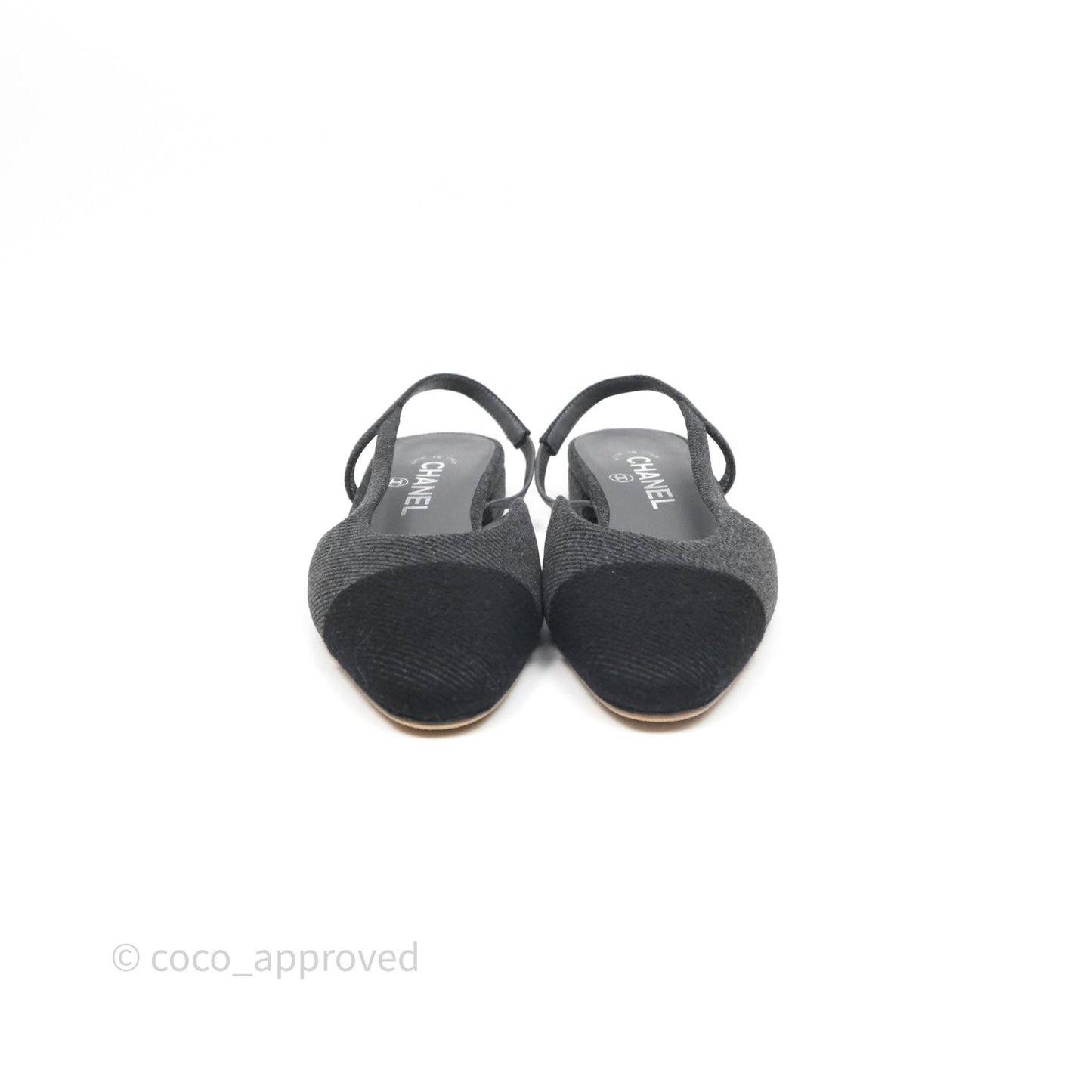 Chanel Classic Slingback Black/Grey Tweed Size 36
