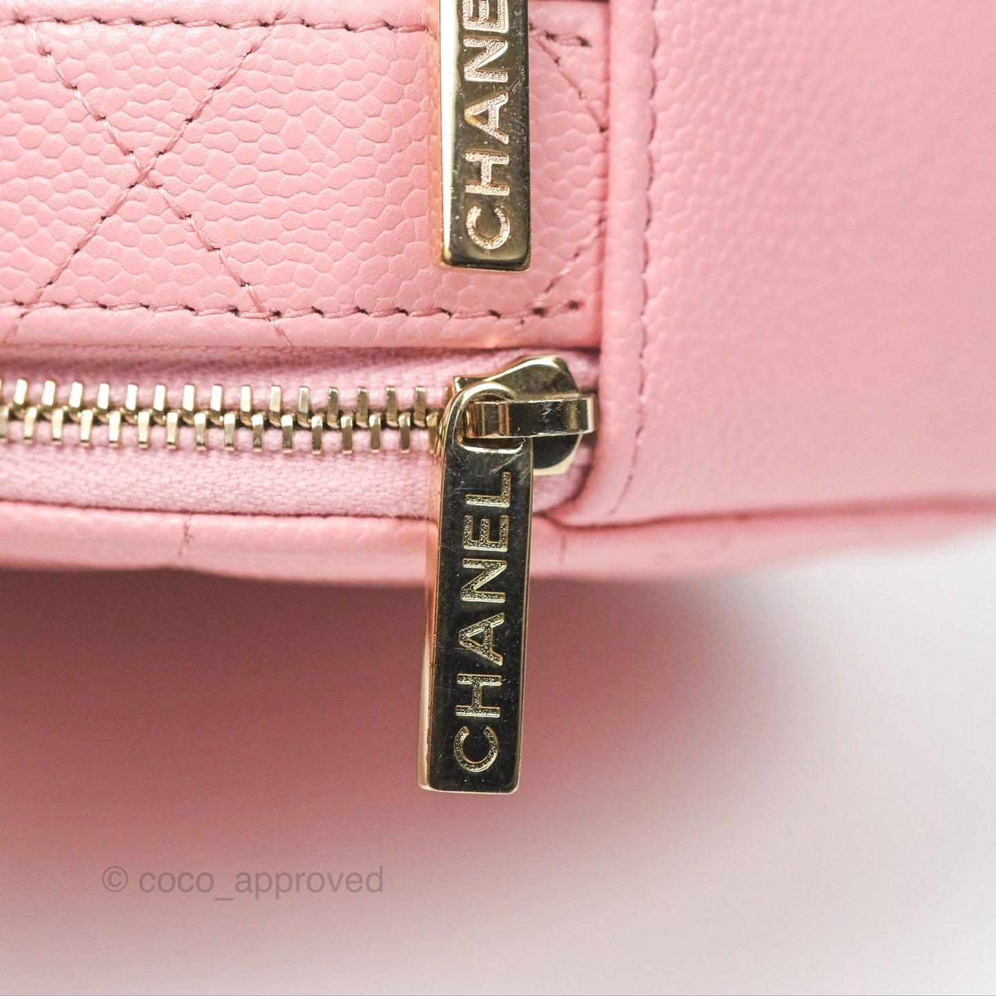 Chanel Mini Round Vanity Bag Handle With Care Pink Caviar 22C
