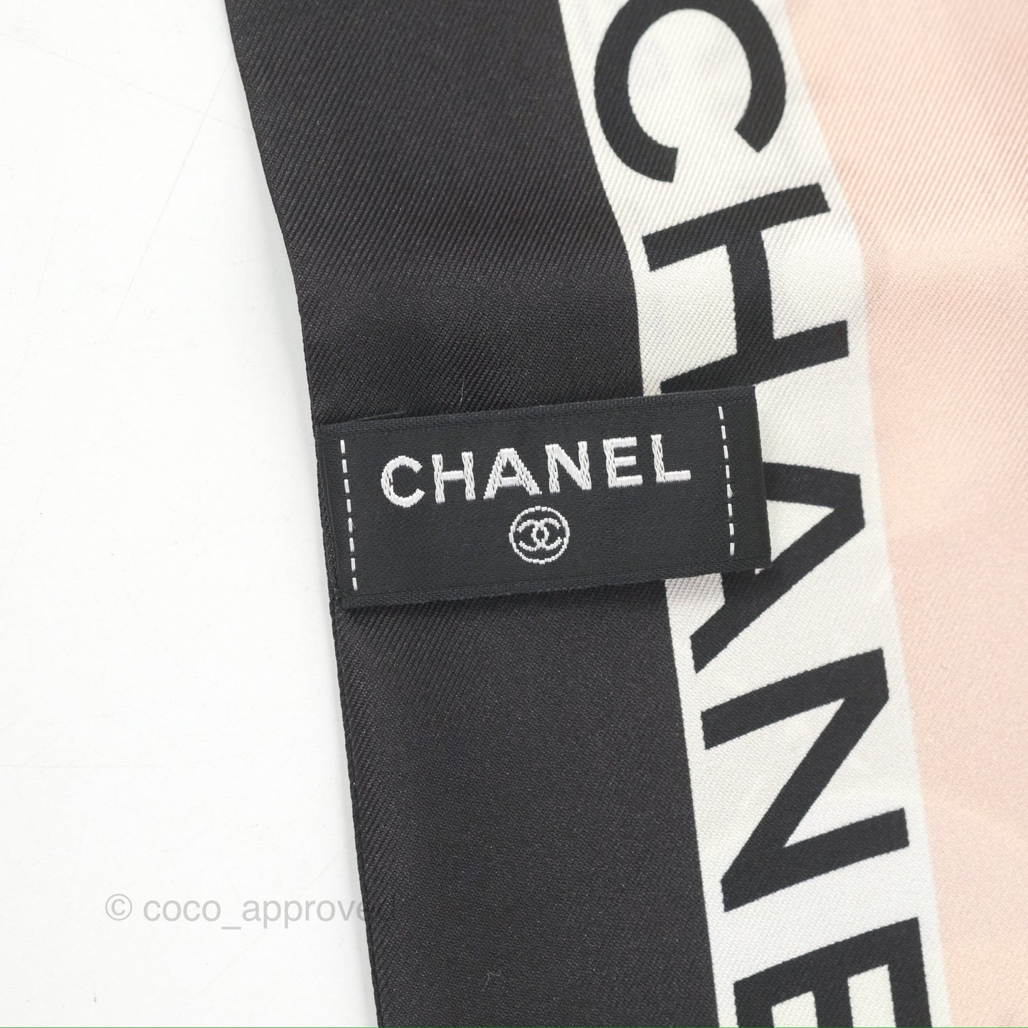 Chanel Logo Quilted Printed Silk Hair Accessory Black