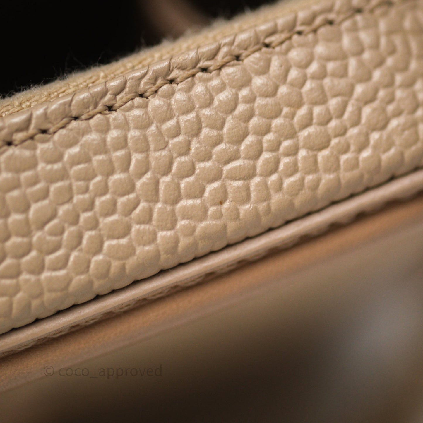 Chanel Quilted Small CC Filigree Vanity Case Beige Caviar Gold Hardware