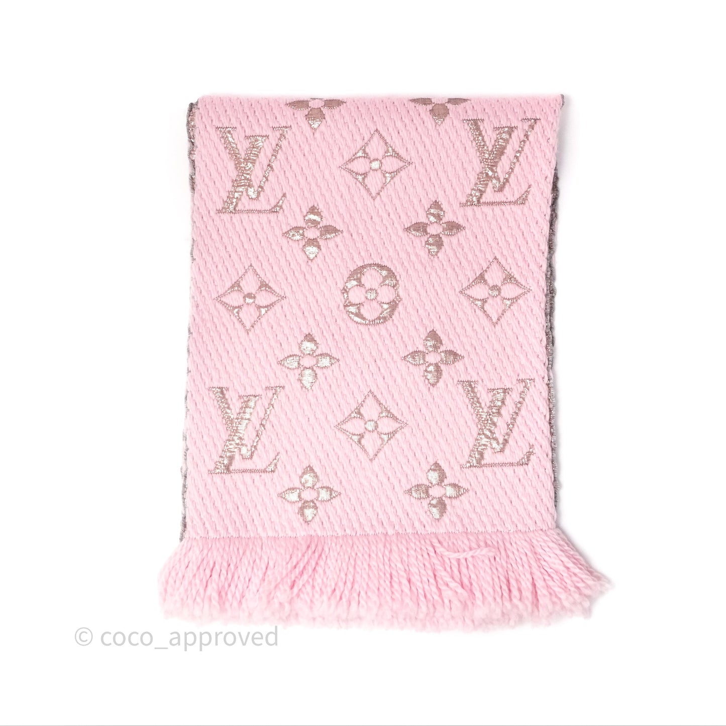 Louis Vuitton Logomania Scarf Pink Wool Silk
