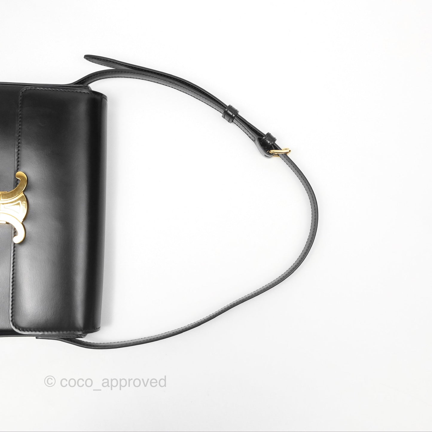 Celine Triomphe Shoulder Bag Black Calfskin