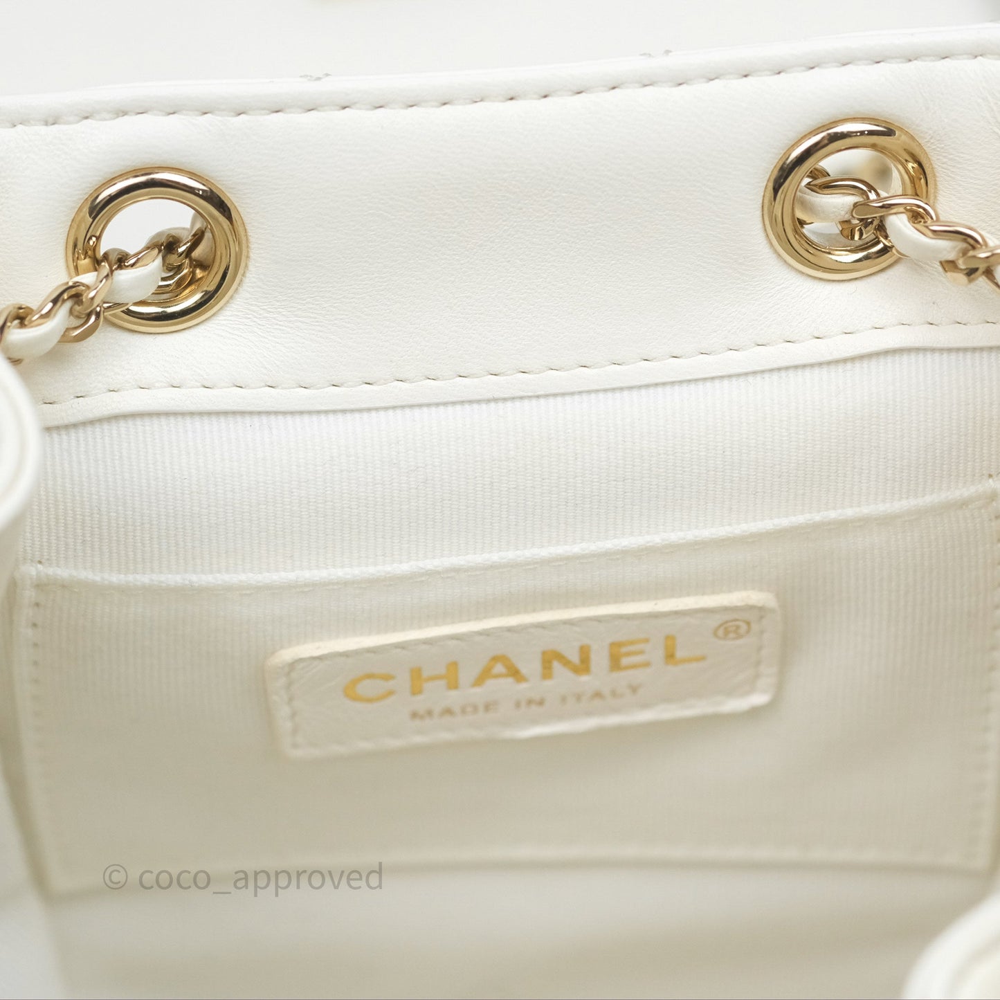 Chanel Quilted Small Duma Drawstring Backpack White Calfskin Gold Hardware
