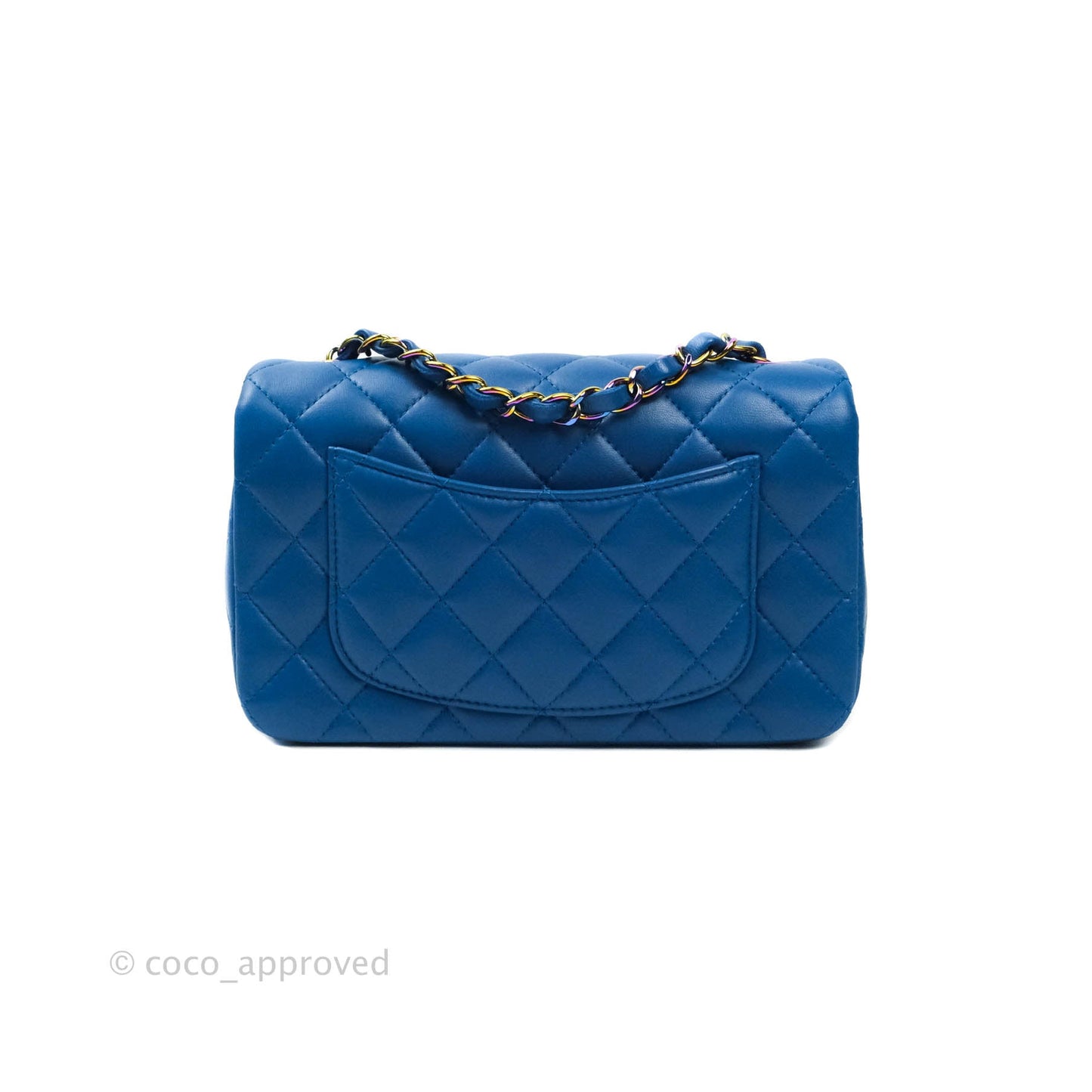 Chanel Quilted Mini Rectangular Flap Blue & Purple Lambskin Rainbow Hardware 21C