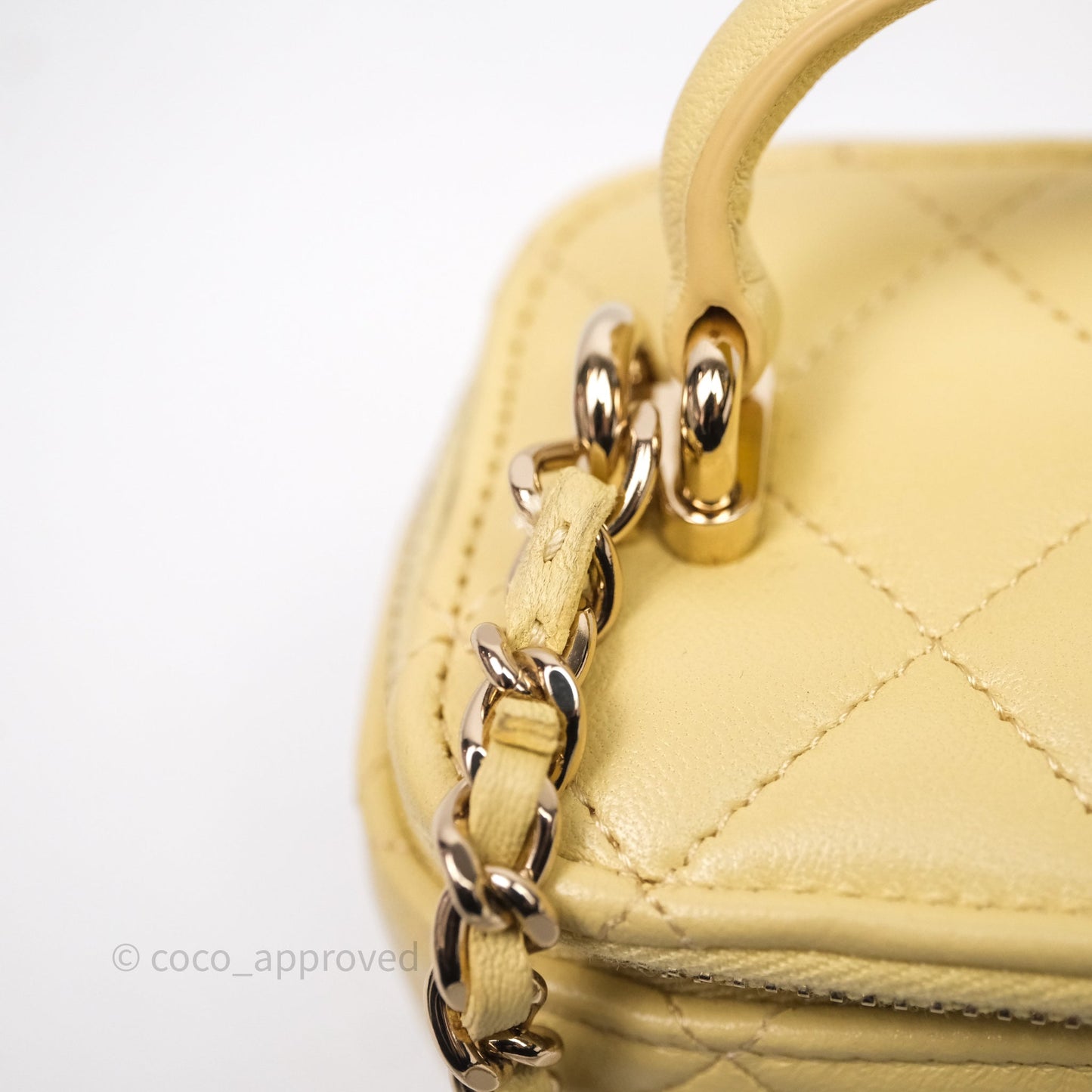 Chanel Mini Top Handle Vanity With Chain Yellow Lambskin Gold Hardware