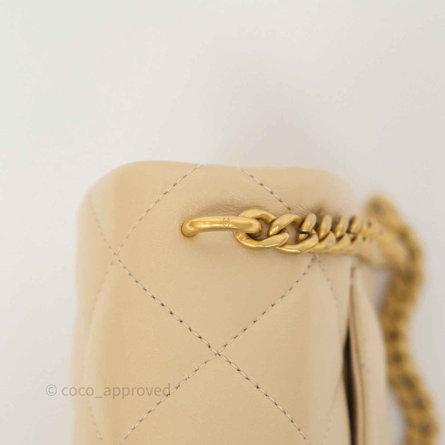Chanel Sweetheart Mini Flap Beige Shiny Lambskin Aged Gold Hardware