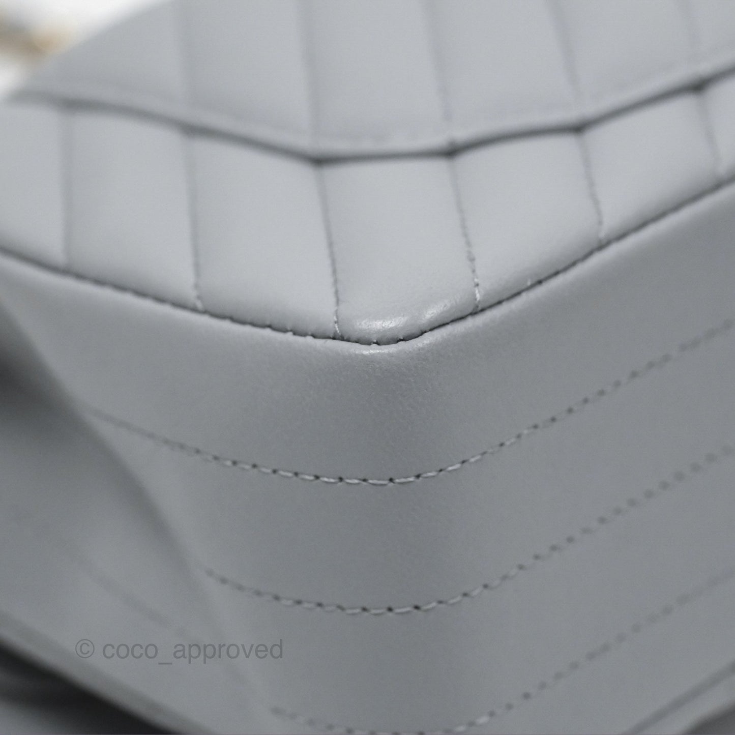 Chanel Small Classic Chevron Flap Grey Lambskin Gold Hardware