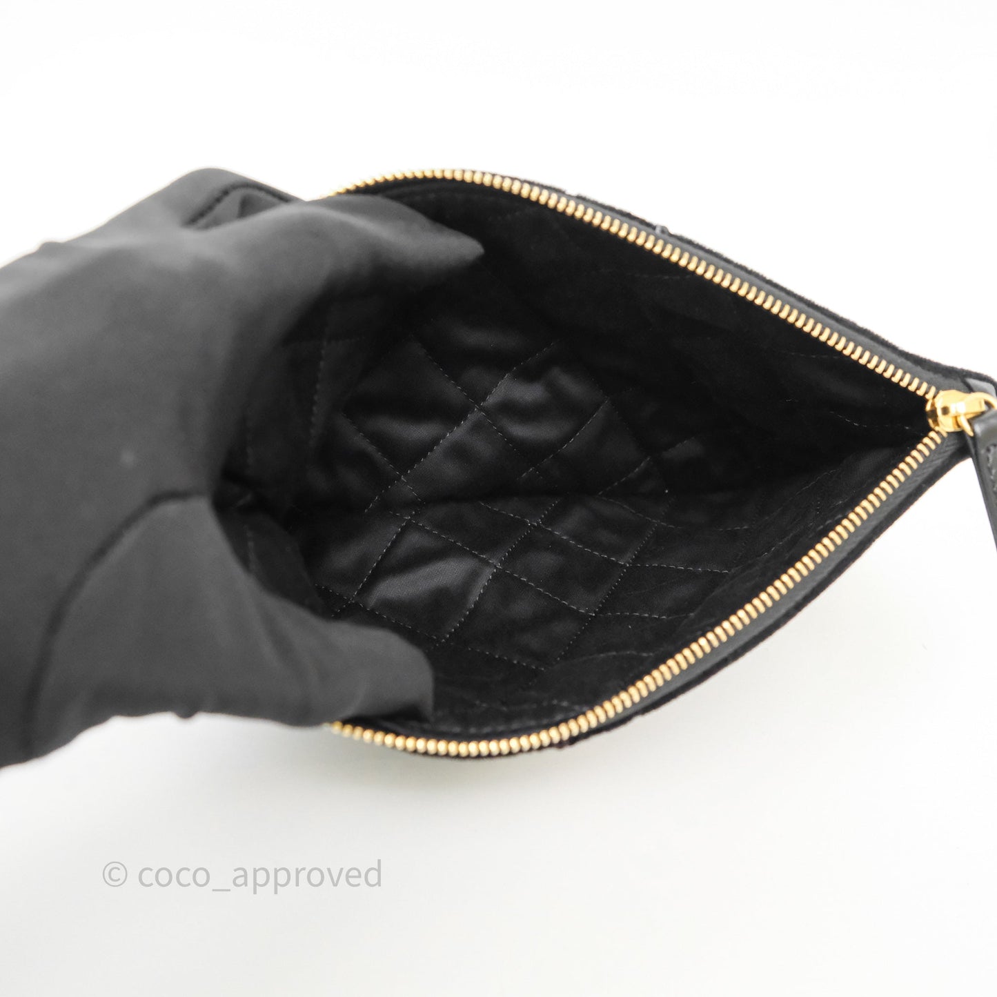 Chanel 22 Medium Sequins Logo Black Velvet