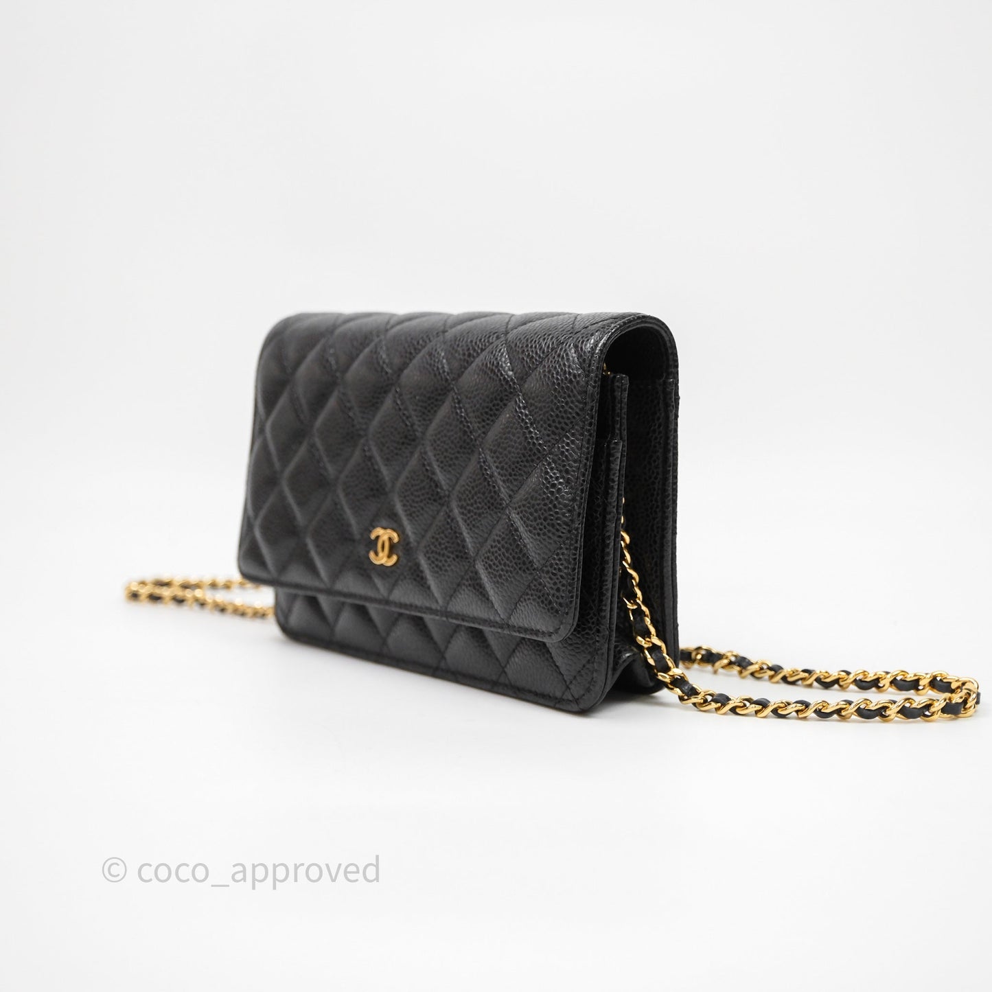 Chanel Quilted WOC Black Caviar Gold Hardware
