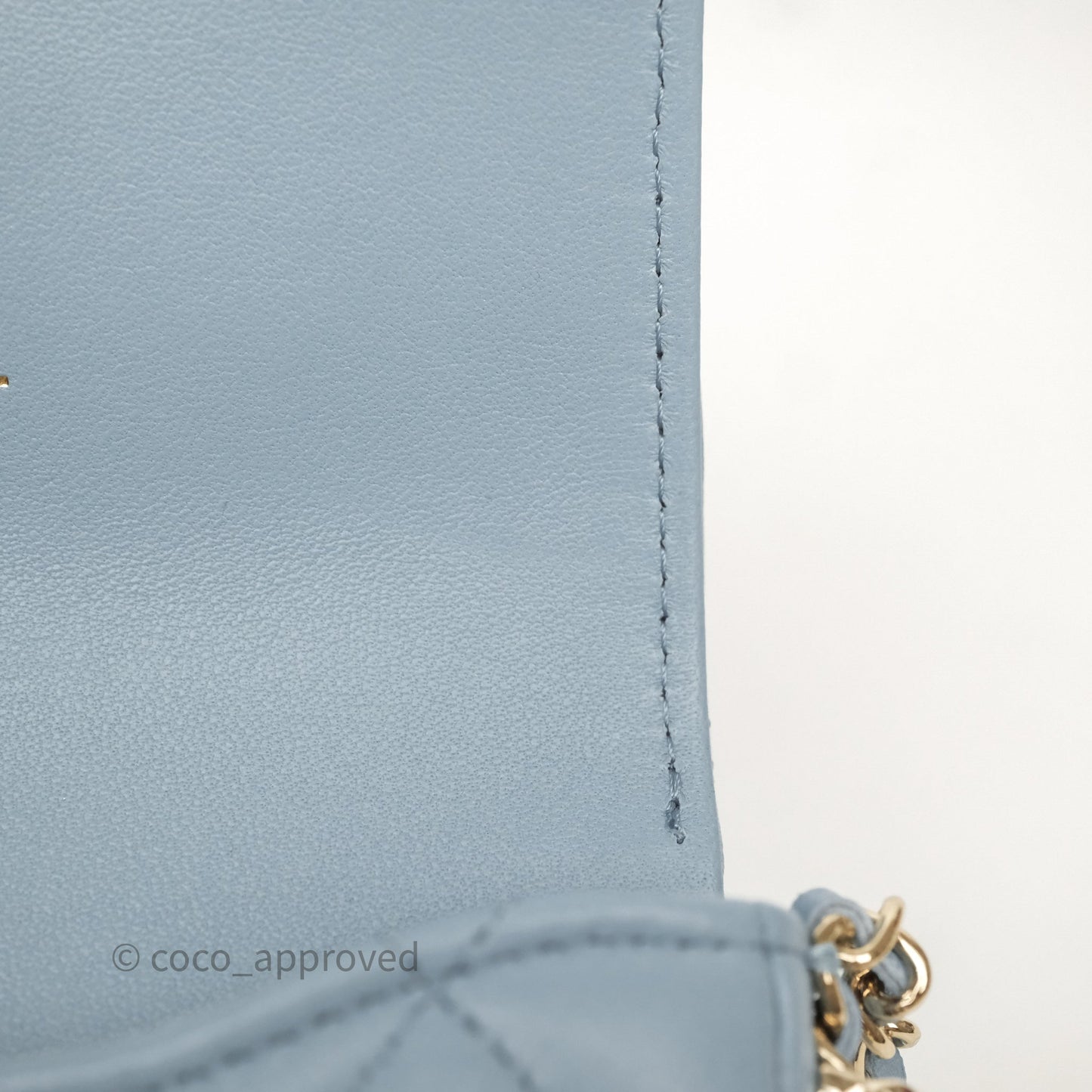 Chanel Mini Chain Around Clutch With Chain Blue Lambskin Gold Hardware