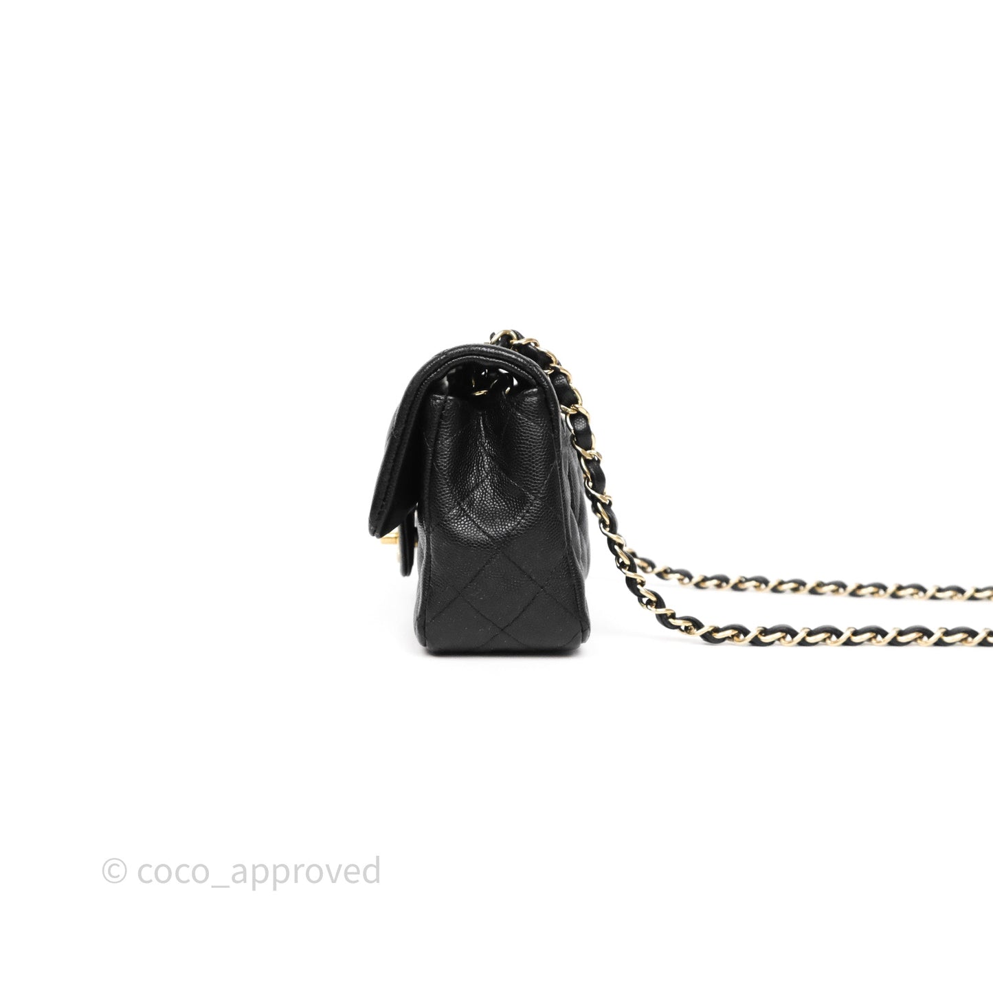 Chanel Mini Rectangular Quilted Black Caviar Gold Hardware