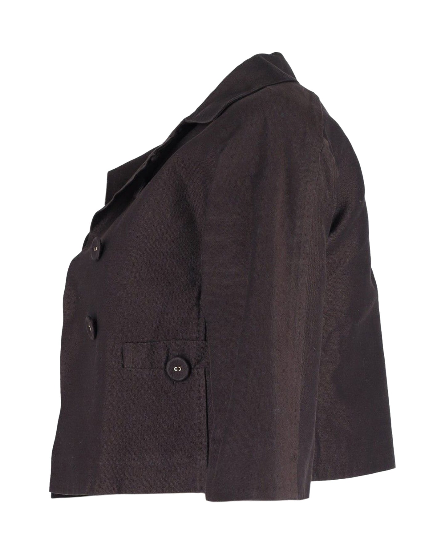 Luxury Bottega Veneta Cropped Bolero Jacket in Brown Cotton