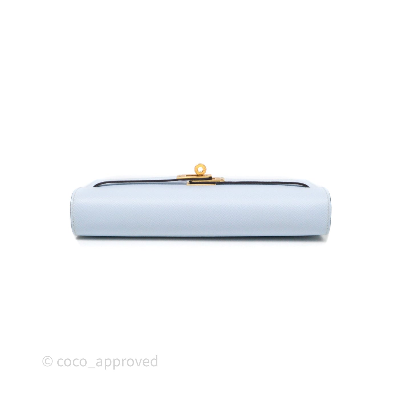 Hermes Kelly To Go Bleu Brume Epsom Gold Hardware
