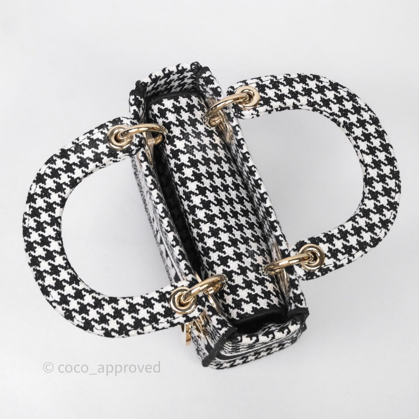 Christian Dior Mini Lady D-Lite Bag Black White Houndstooth