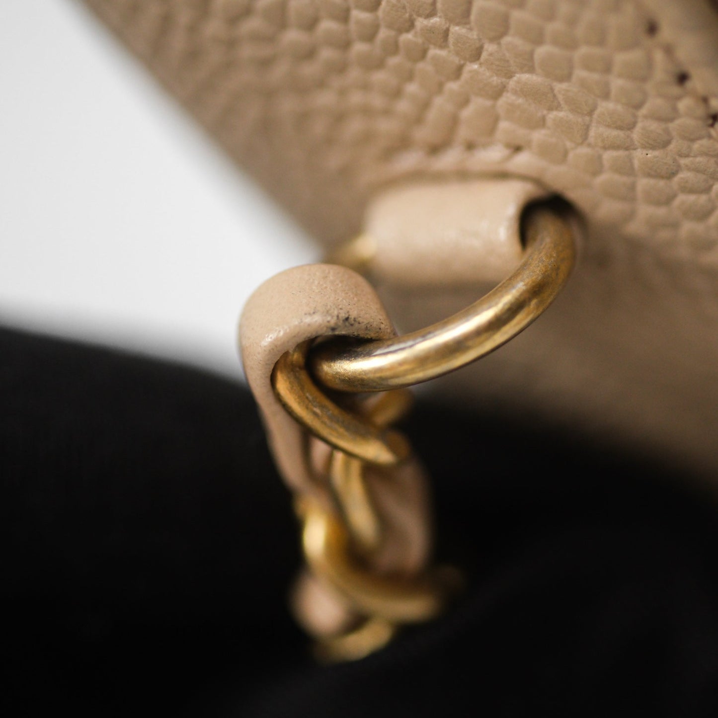 Chanel Quilted Small CC Filigree Vanity Case Beige Caviar Gold Hardware