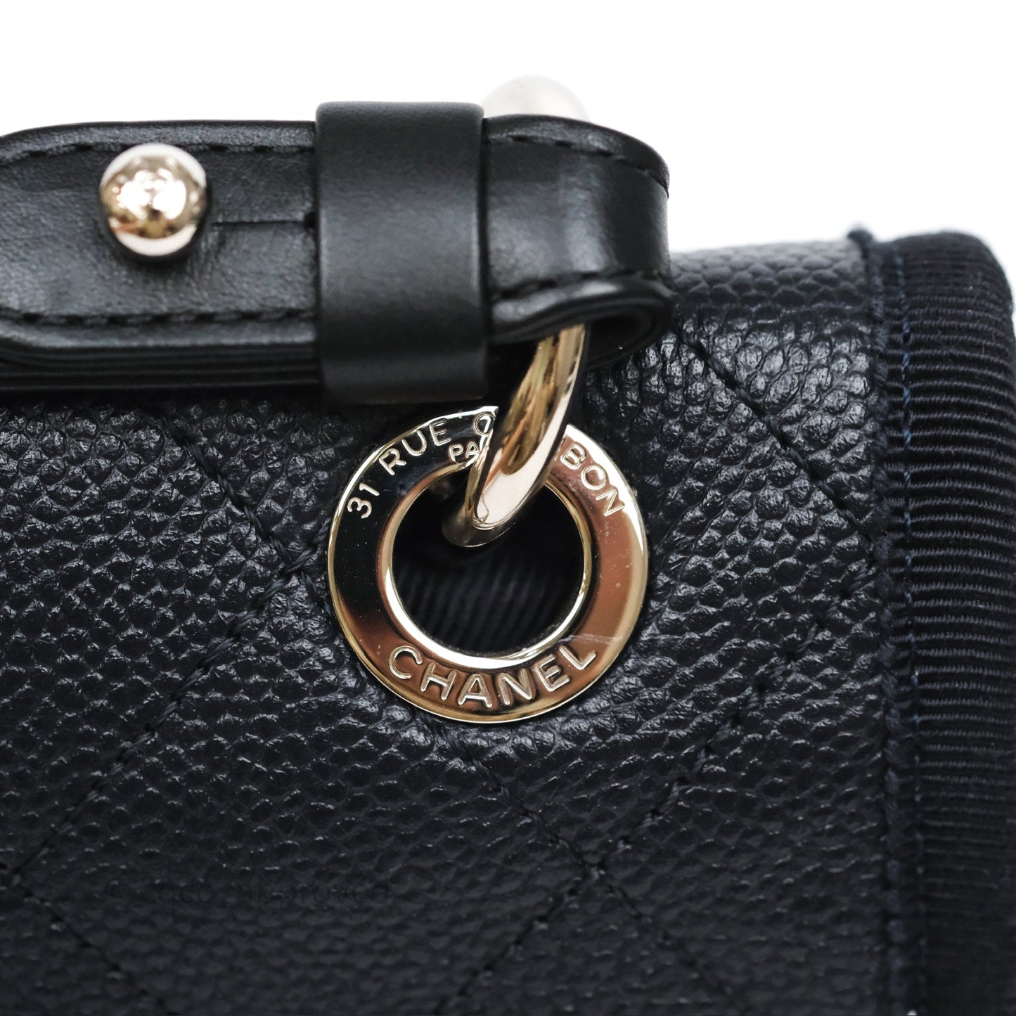 Chanel Top Handle Flap Bag Dark Navy Caviar Silver Hardware